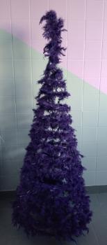 Preview: Feder-Weihnachtsbaum lila mit Beleuchtung